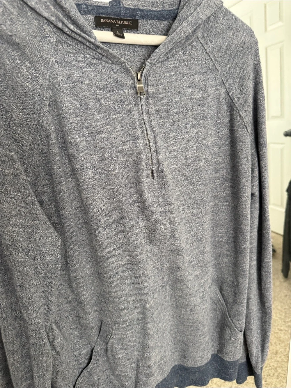 Banana Republic Men's Heather Light Blue Zip-Neck Sweater 20% off 2 or more